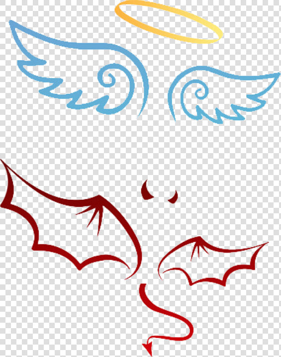  angel  and  devil  pngs  amor   Angel And Demon Line Art  Transparent PngTransparent PNG