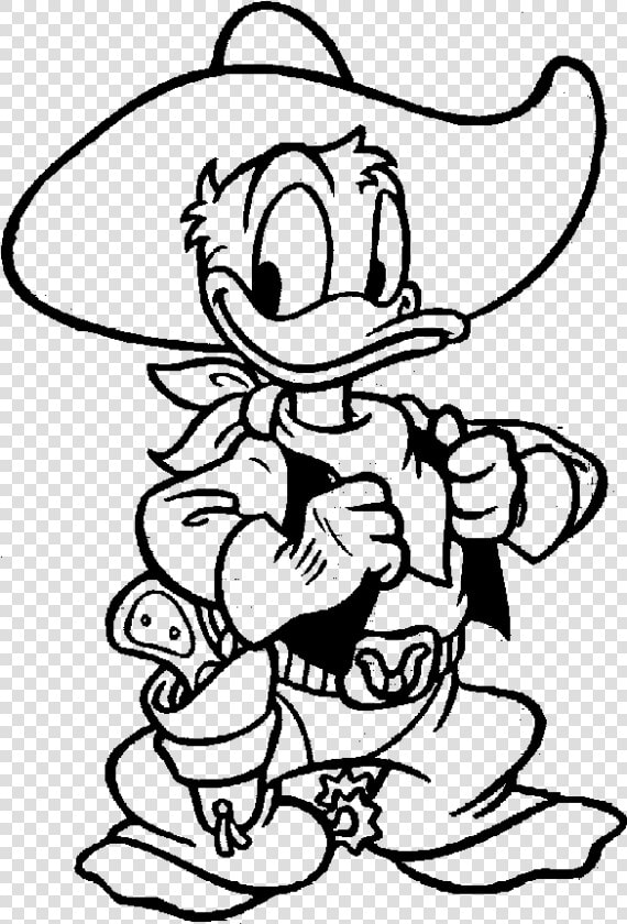 Donald Duck A Funny Cowboy Coloring Pages Donald Duck   Donald Duck For Coloring  HD Png DownloadTransparent PNG