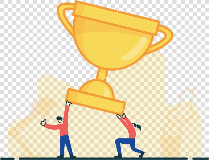 Illustration Of Two People Holding Trophy   Holding Trophy Clipart  HD Png DownloadTransparent PNG