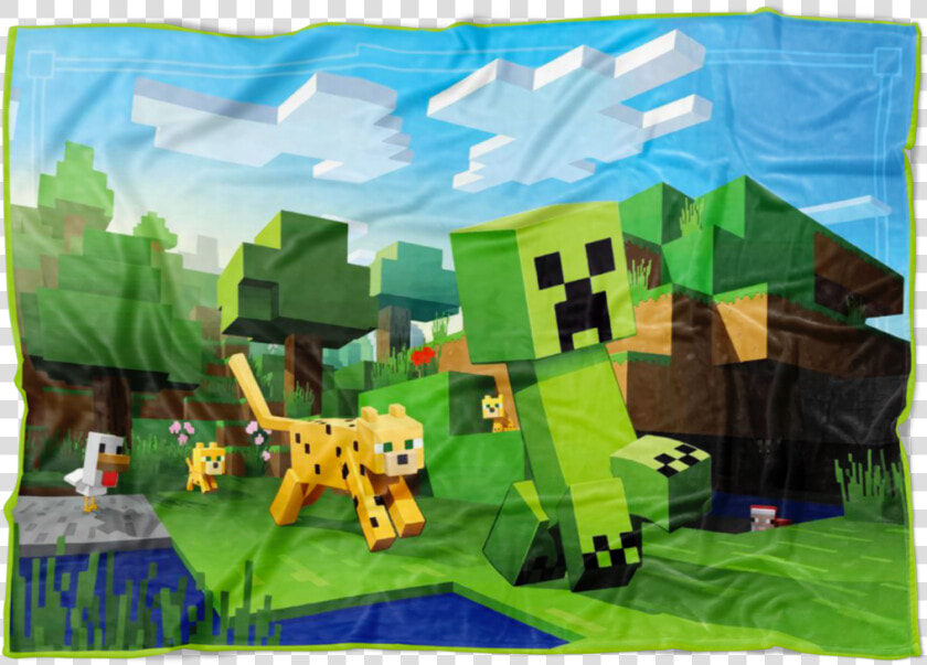 Minecraft Creeper Fleece Blanket 3d Lightweight Supremely   Minecraft Ocelot Chase  HD Png DownloadTransparent PNG