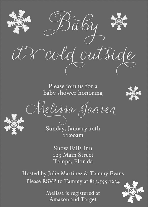 Baby It S Cold Outside White Baby Shower Invitation   Calligraphy  HD Png DownloadTransparent PNG