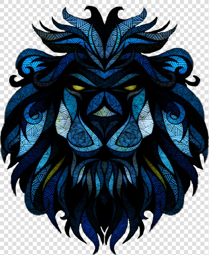  lion  geometric  badass  fierce  wild  bigcat  stickers   Blue Abstract Lion  HD Png DownloadTransparent PNG