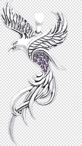 White Bronze Flying Phoenix Pendant   Flying Drawings Of Phoenix Bird  HD Png DownloadTransparent PNG