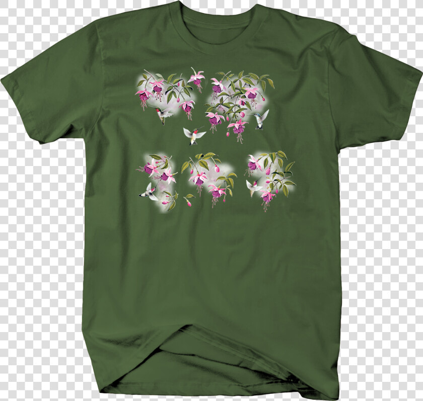 Hummingbirds Flying Around Flowers Wildlife Bird Throat   T shirt  HD Png DownloadTransparent PNG