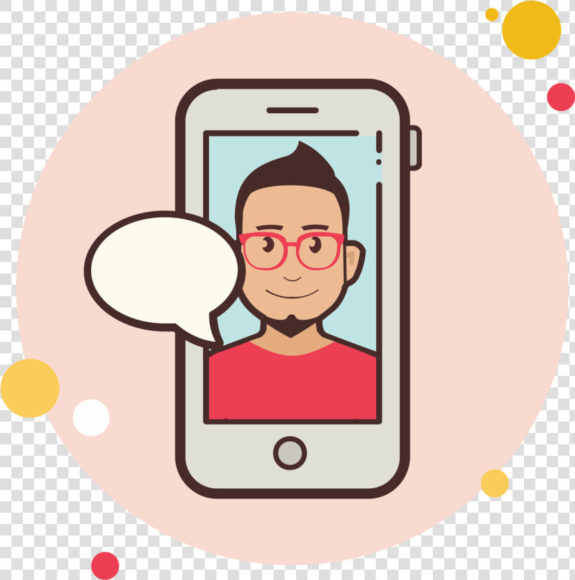 Man In Red Shirt Messaging Icon   Man Picture In The Phone Clipart  HD Png DownloadTransparent PNG