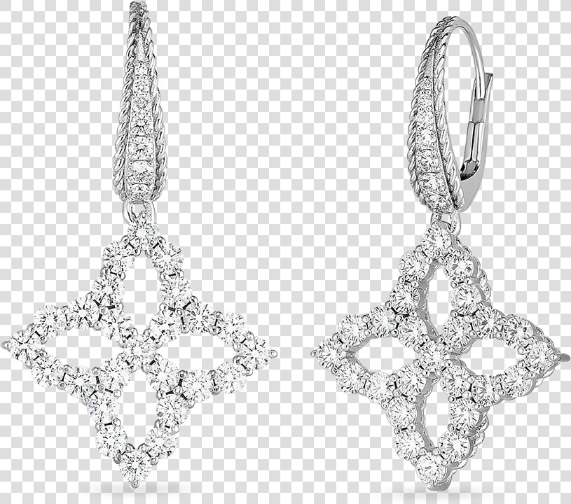 Roberto Coin Princess Flower Cutout Diamond Drop Earrings  HD Png DownloadTransparent PNG