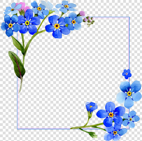  blue  frame  border  square  flower  freetoedit  mimi   Flower Vector Frame Png  Transparent PngTransparent PNG