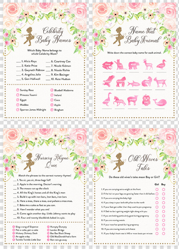 Pink And Gold Floral Tutu Ballerina Baby Shower Game   Calligraphy  HD Png DownloadTransparent PNG