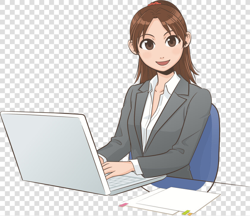 Female User Big Image   Computer User In Cartoon  HD Png DownloadTransparent PNG