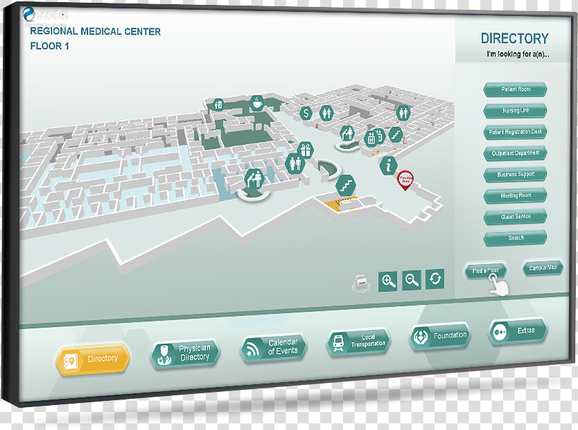 Wayfinding Digital Signage For Hospitals   Display Device  HD Png DownloadTransparent PNG