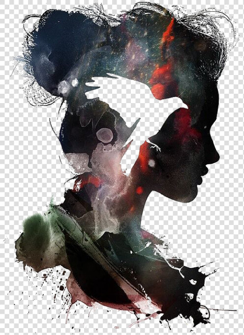  woman  bird  silhouette  face  doubleexposure  black   Alex Cherry Little Bird  HD Png DownloadTransparent PNG