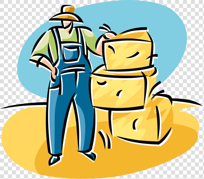 Vector Illustration Of Farmer With Bales Of Harvested   Cartoon  HD Png DownloadTransparent PNG