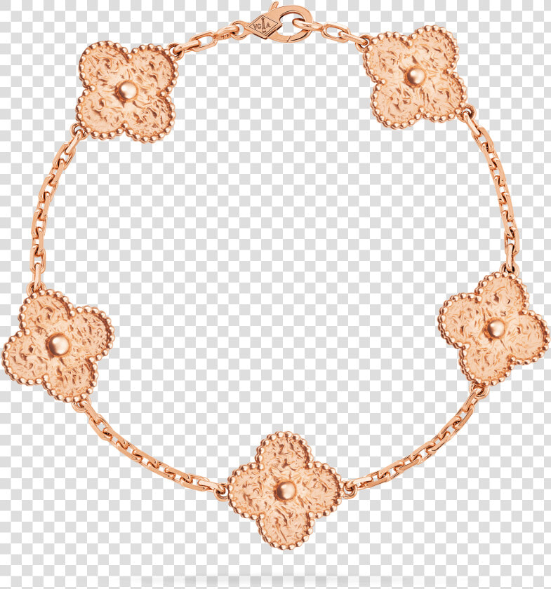 Vintage Alhambra Bracelet  5 Motifs   Van Cleef Rose Gold Bracelet  HD Png DownloadTransparent PNG