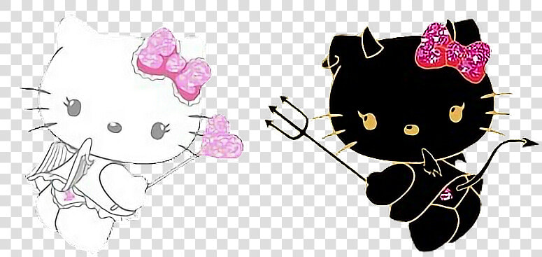  hello  kitty  good  evil  angel  devil  freetoedit   Hello Kitty Angel And Devil  HD Png DownloadTransparent PNG