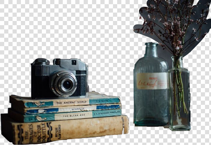  camera  vintage  old  retro  books  flowers  bottles   Vintage Still Life Photography  HD Png DownloadTransparent PNG