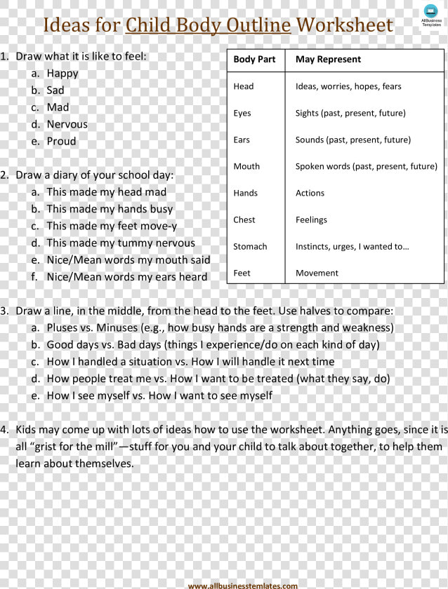 Ideas For Child Body Outline Worksheet Main Image   Illinois Petition Involuntary Admission Example  HD Png DownloadTransparent PNG