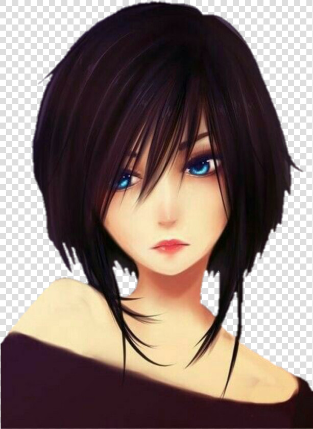  chicas  girl   Cute Anime Girl With Short Black Hair  HD Png DownloadTransparent PNG