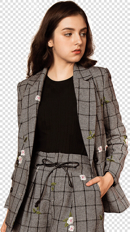 Italy Style Plaid Ladies Coat Pant Suits Embroidered   Coat Pant For Ladies  HD Png DownloadTransparent PNG