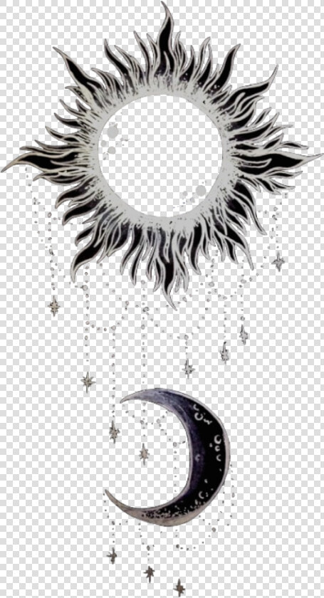  tumblr  moon  sun  blackandwhite  black amp white   Sun And Moon Black And White  HD Png DownloadTransparent PNG