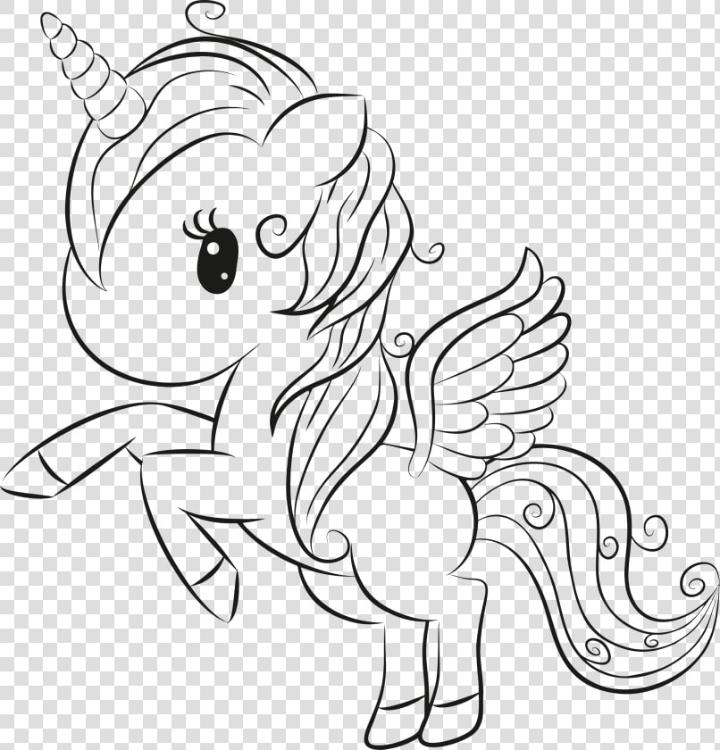 Cute Unicorn Lineart   Free Unicorn Coloring Pages  HD Png DownloadTransparent PNG