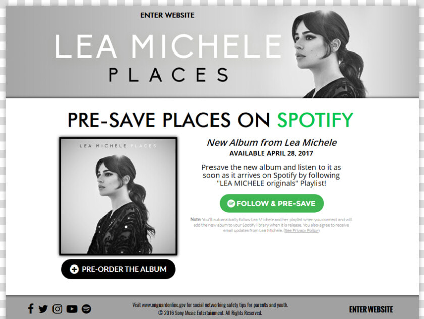 Lea Michele Presave For Spotify   Spotify Pre Save Campaign  HD Png DownloadTransparent PNG