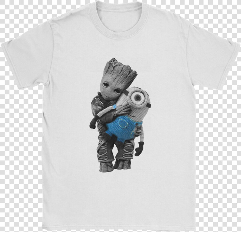 Baby Groot Hugging Minion Doll Despicable Me Shirts   Inline Skating  HD Png DownloadTransparent PNG