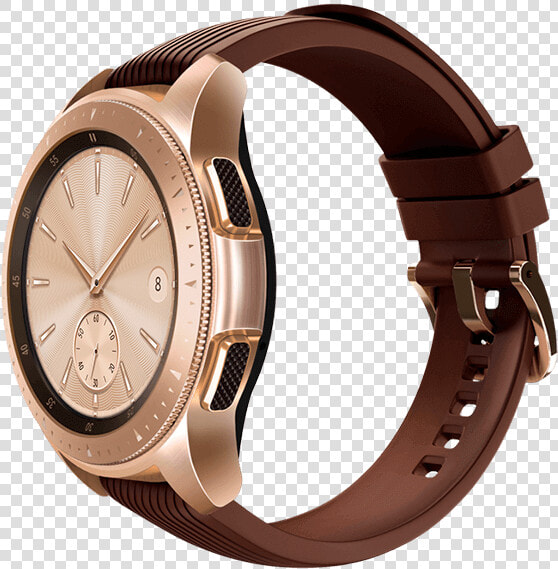 42mm Galaxy Watch In Rose Gold On Left With Natural   Rose Gold Galaxy Watch Bands  HD Png DownloadTransparent PNG