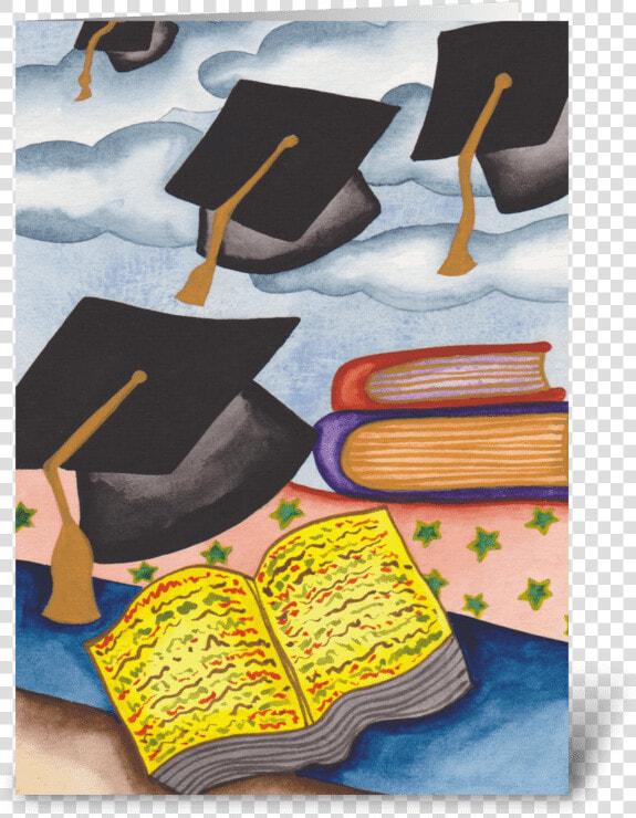 Graduation Caps Greeting Card   Painting  HD Png DownloadTransparent PNG