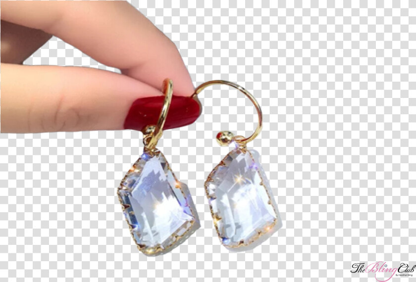 The Bling Club Gold Hoops Dangling Emerald Cut Crystal   Earrings  HD Png DownloadTransparent PNG