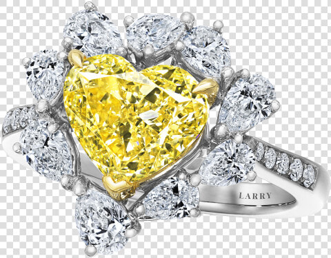 Heart Shape Fancy Yellow Diamond Ring  HD Png DownloadTransparent PNG