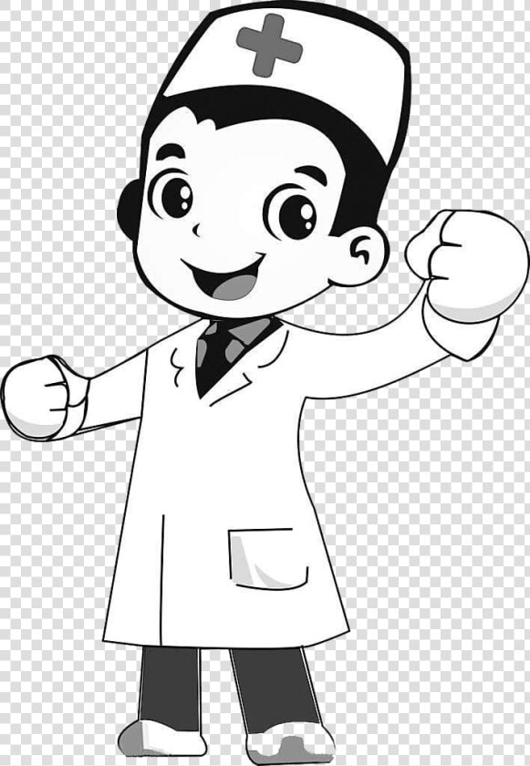 Collection Of Free Doctor Drawing Cartoon Download   Male Nurse Cartoon Black And White  HD Png DownloadTransparent PNG