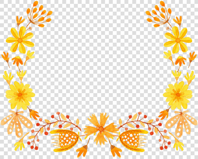 Yellow Flower Semicircle Clip Art   Yellow Floral Border Design  HD Png DownloadTransparent PNG