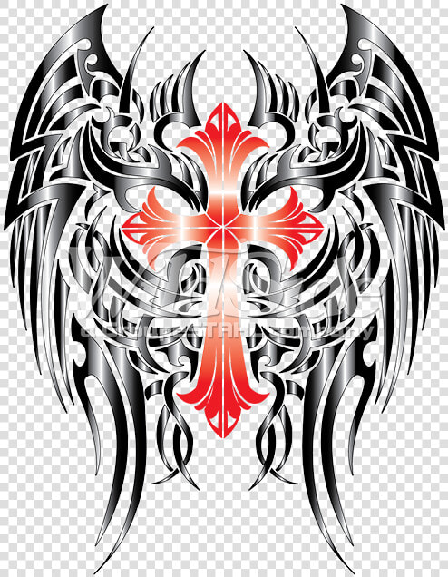 Cross With Gothic Wings   Gothic Cross Png  Transparent PngTransparent PNG