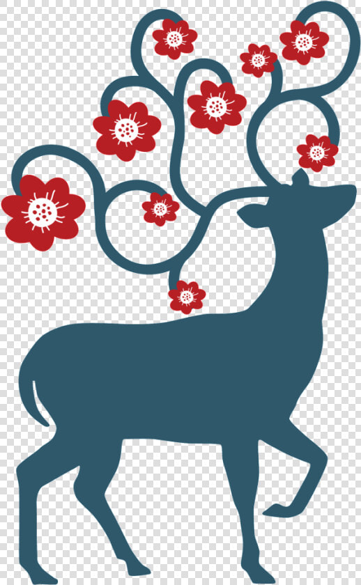 Hand Painted Sika Deer Silhouette Transparent   Christmas Day  HD Png DownloadTransparent PNG