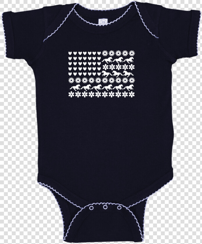 Farm Girl Baby Horse Usa Flag Infant Onesie   Active Shirt  HD Png DownloadTransparent PNG