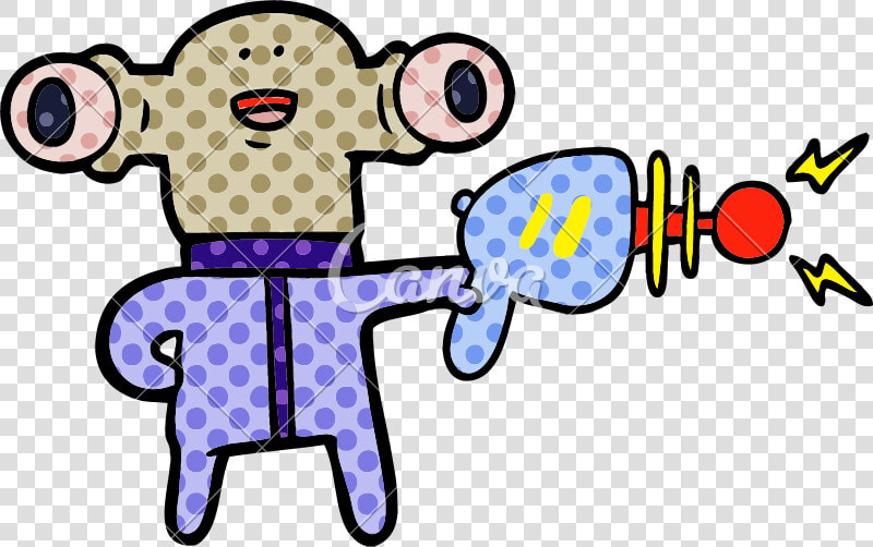 Friendly Cartoon Alien With Ray Gun   Raygun  HD Png DownloadTransparent PNG