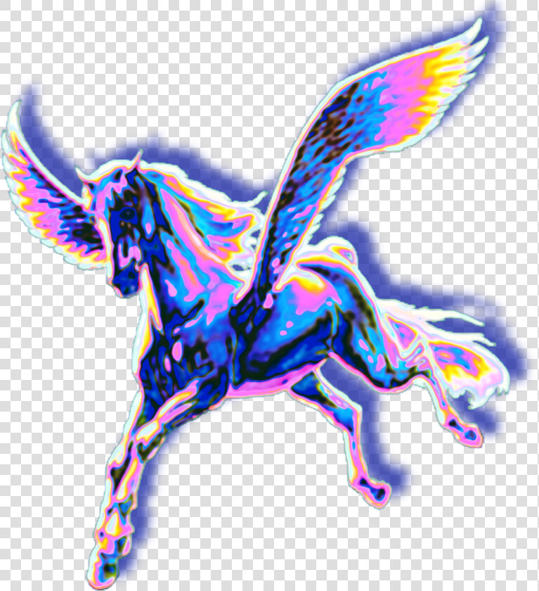  horse  unicorn  pegasus  wings  flying  holographic   Pegasus Kawaii Unicorn Drawing  HD Png DownloadTransparent PNG