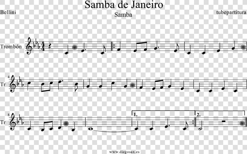 Tubescore Janeiro S Samba By Bellini Sheet Music For   Samba De Janeiro Partitura  HD Png DownloadTransparent PNG