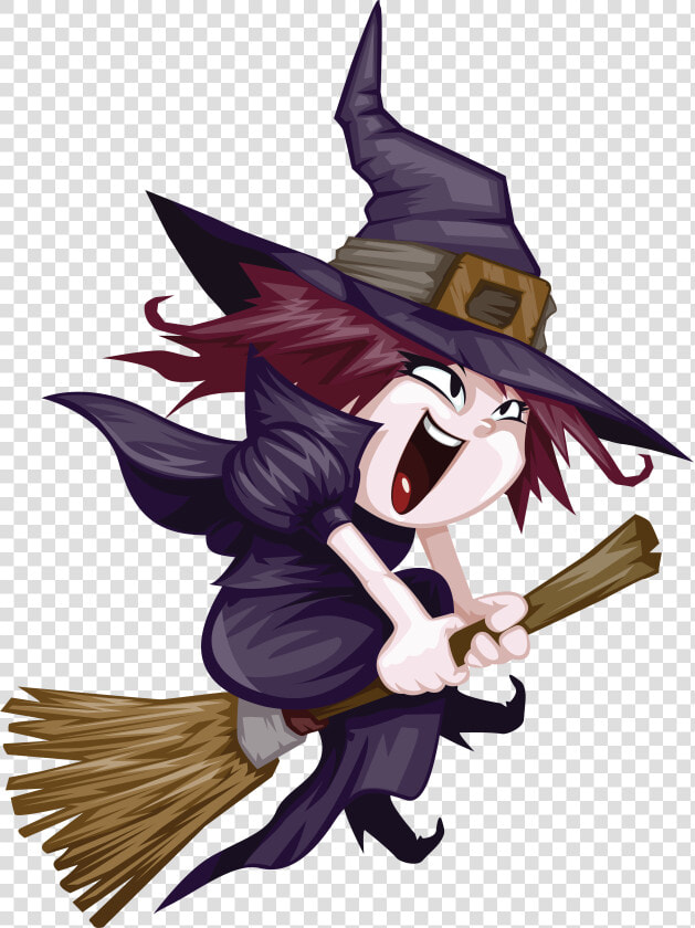 Witch Png Image   Cute Witch Riding A Broom  Transparent PngTransparent PNG