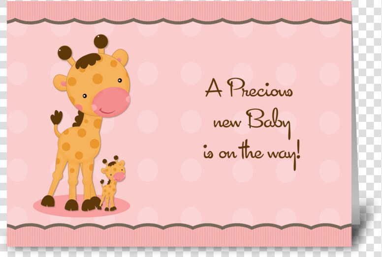 Giraffe Pink Dots Baby Shower Invitation Greeting Card   Baby Shower Invitation Msg  HD Png DownloadTransparent PNG