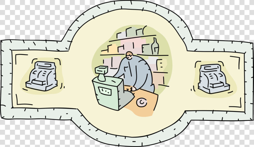 Vector Illustration Of Retail Store Cashier With Retailing   Cartoon  HD Png DownloadTransparent PNG