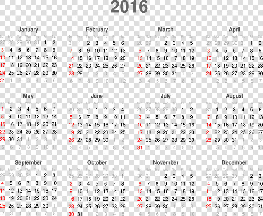 2016 Calendar Png   Calendar Every Month 2018  Transparent PngTransparent PNG