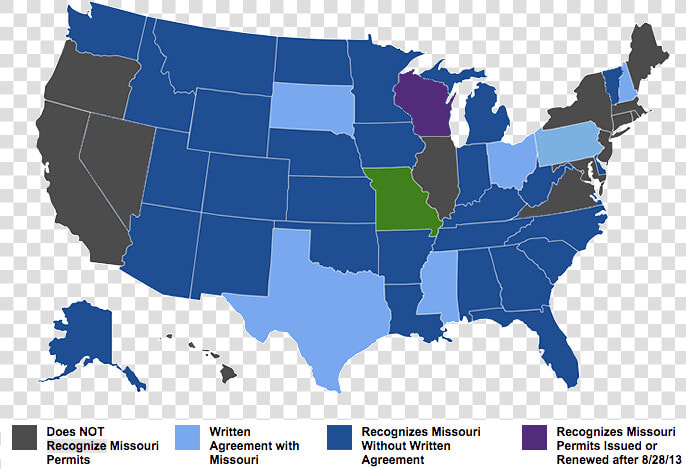 Map Showing Concealed Carry Reciprocity With Missouri   2019 Election Results Usa  HD Png DownloadTransparent PNG