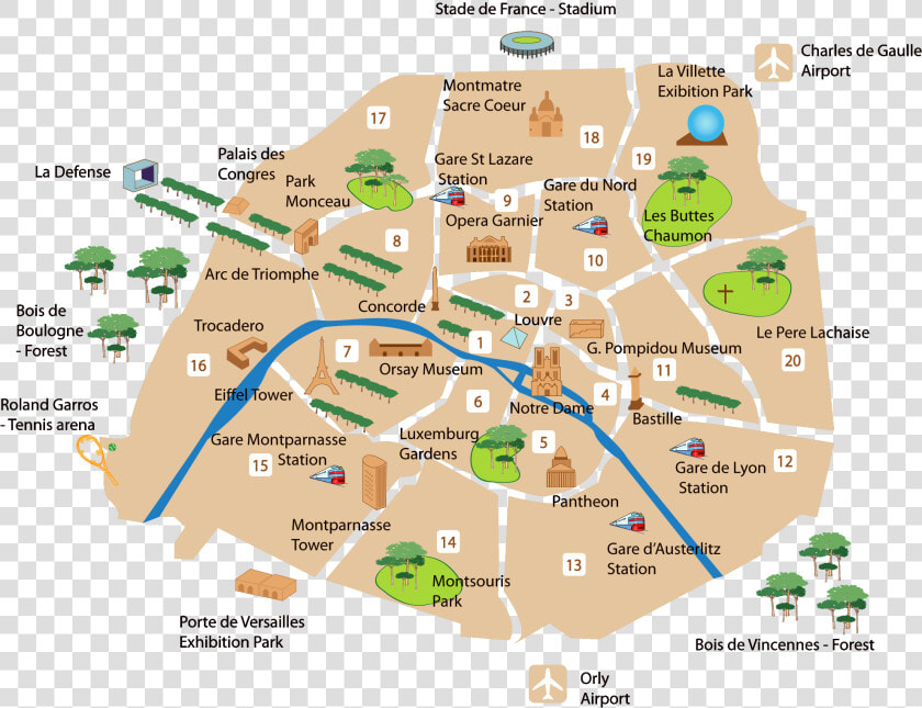 Paris Main Sightseeing Map   L Arc De Triomphe Arrondissement  HD Png DownloadTransparent PNG