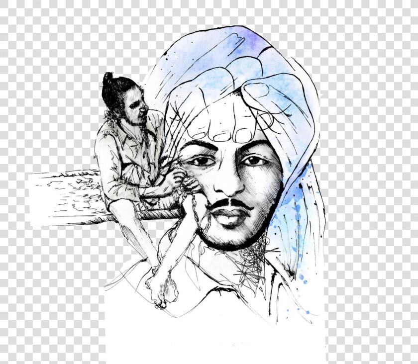 Sardar Bhagat Singh Sketch   Png Download   Drawing Sketch Bhagat Singh  Transparent PngTransparent PNG