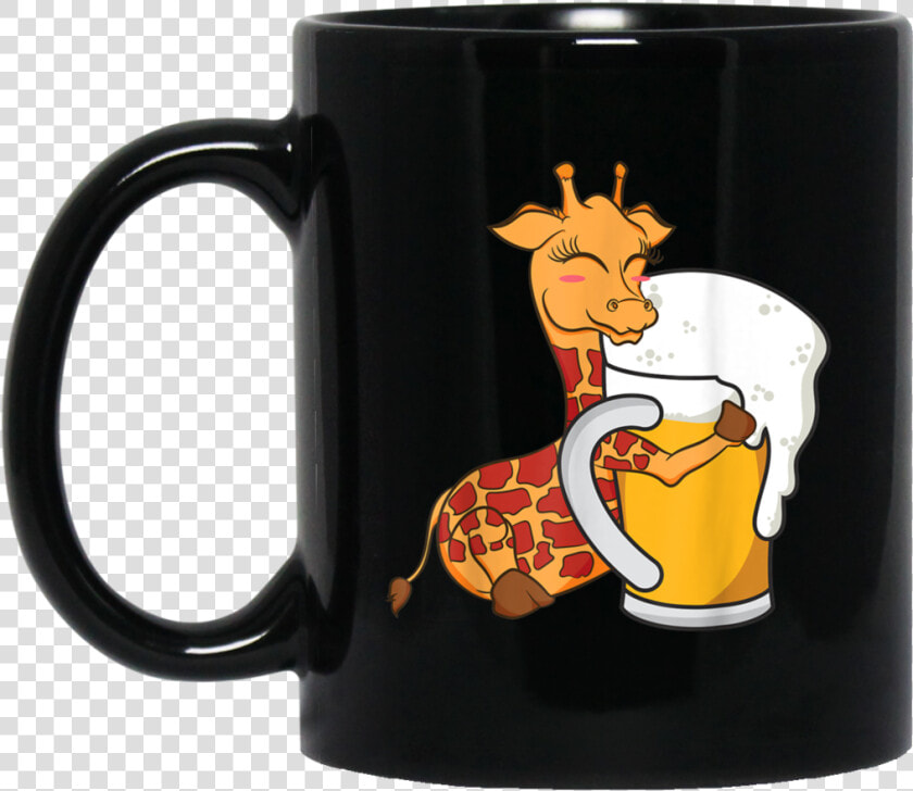 Cute Giraffe Hugging Beer Graphic Design Black Mug  HD Png DownloadTransparent PNG