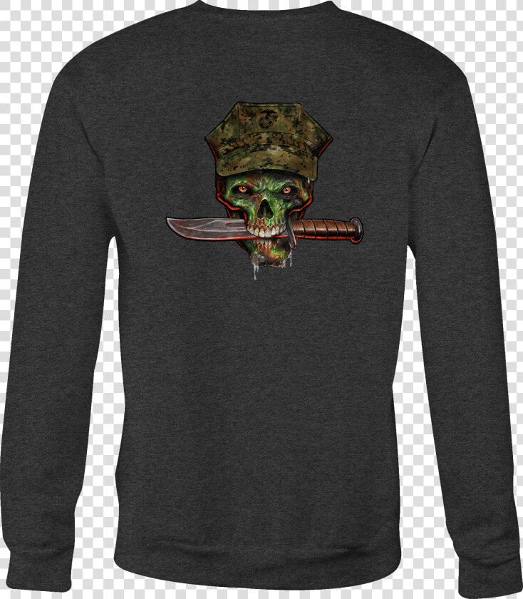 Crewneck Sweatshirt Green Skull Shirt For Men Or Women   Long sleeved T shirt  HD Png DownloadTransparent PNG