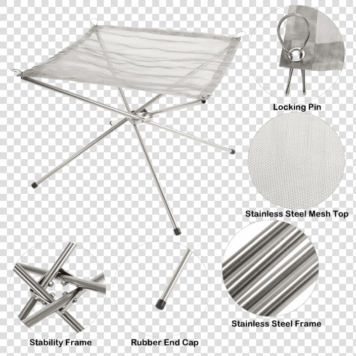 Steel Mesh Fire Pit Details   Folding Table  HD Png DownloadTransparent PNG