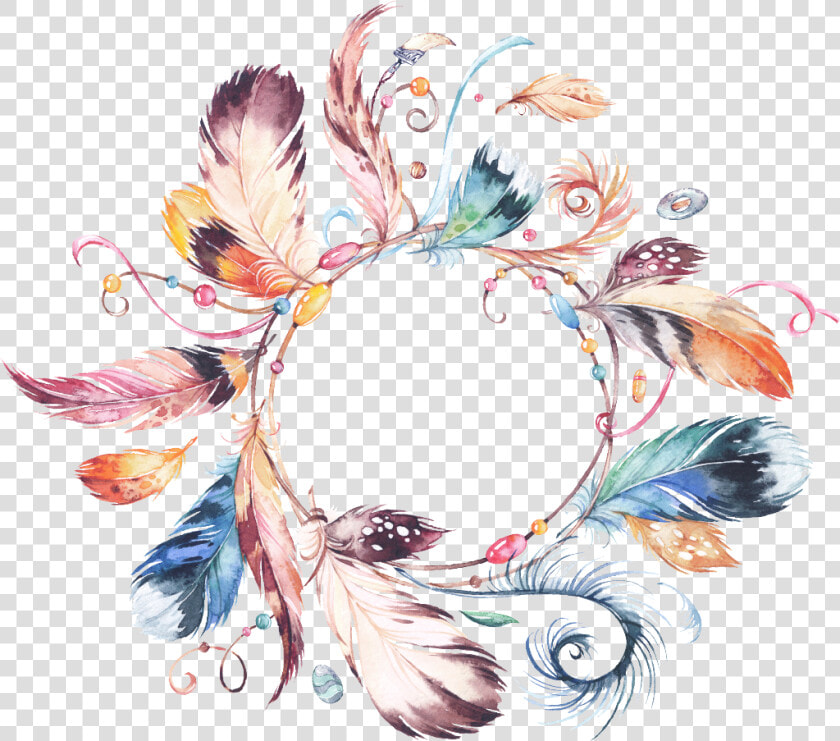   watercolor  watercolour  flowers  feather  bouquet  HD Png DownloadTransparent PNG