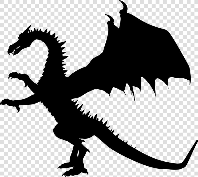 Standing Dragon Black   Black And White Mythical Creatures Clipart  HD Png DownloadTransparent PNG